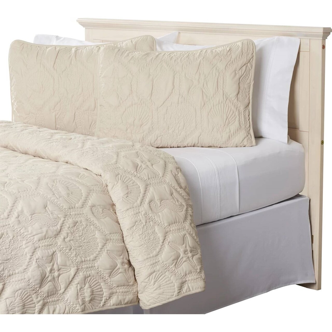 3 Piece Coastal Sea Life Bedding Set Polyester Quilt with 2 Pillow Shams